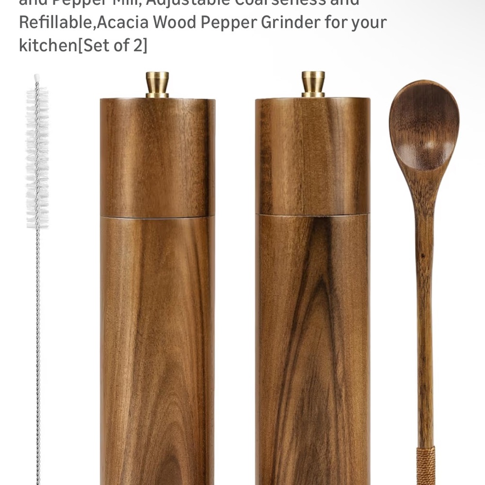 Yvake Wood Pepper Grinder Set - Brown
